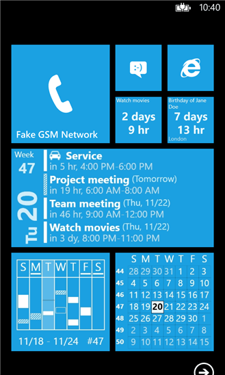 windows phone calendar app